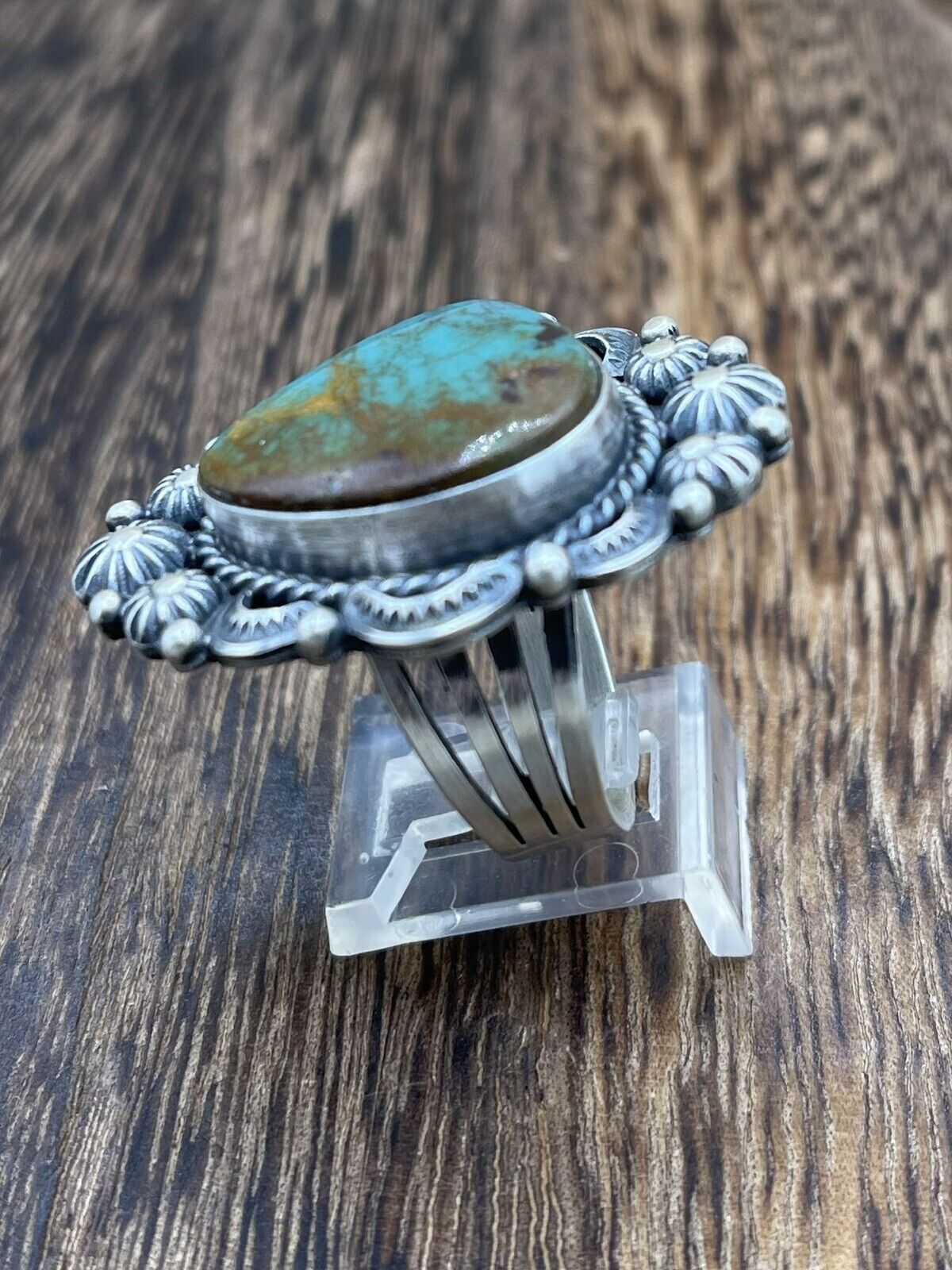 Native American Sterling Silver Navajo Handmade Royston Turquoise Ring Sz 9