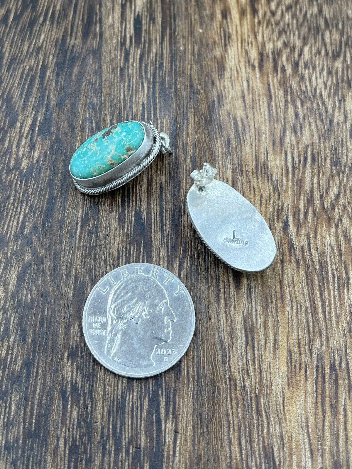 Native American Navajo Handmade Silver Sonoran Turquoise Post Stud Earrings