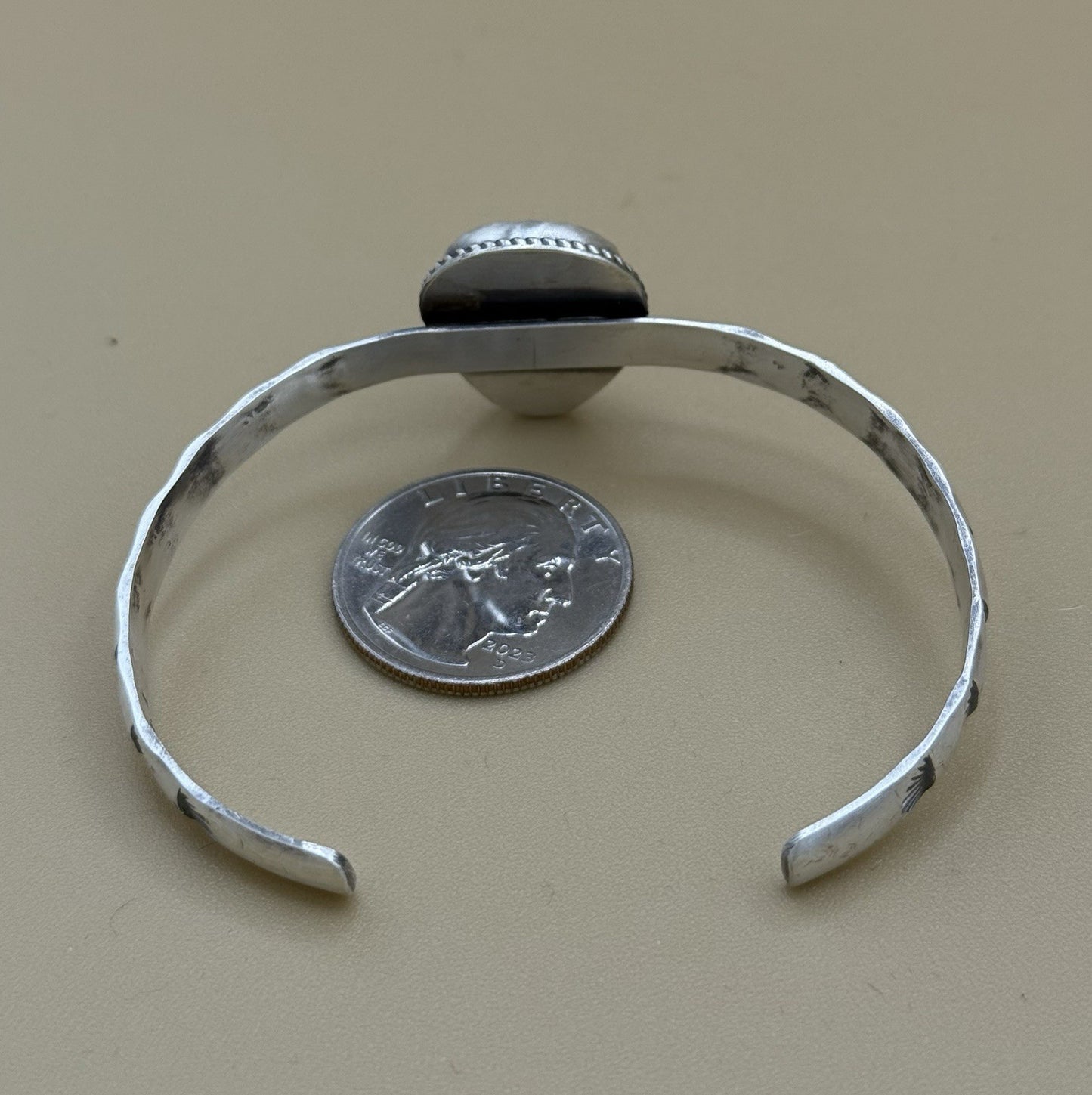 Navajo Handmade Sterling Silver Golden Hills Turquoise Stacker Cuff Bracelet