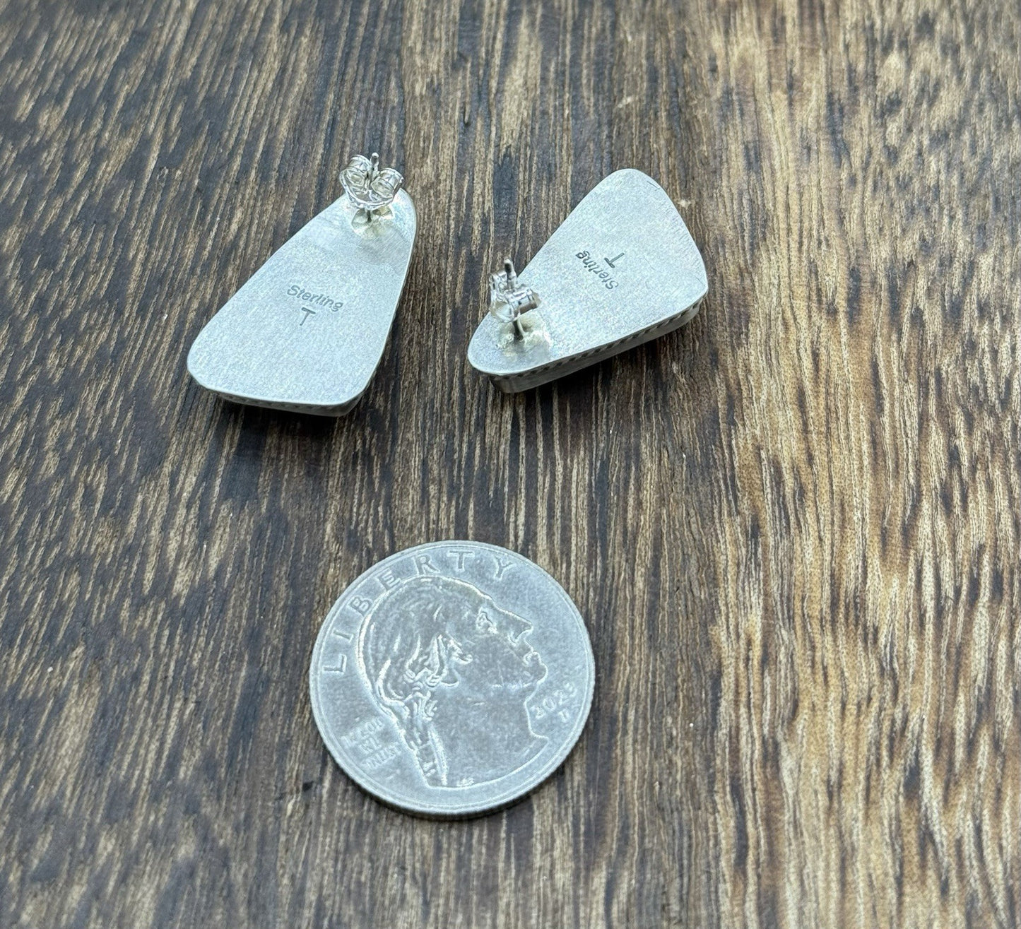 Native Navajo Handmade Sterling Silver Red Spiny Oyster Shell Post Stud Earrings