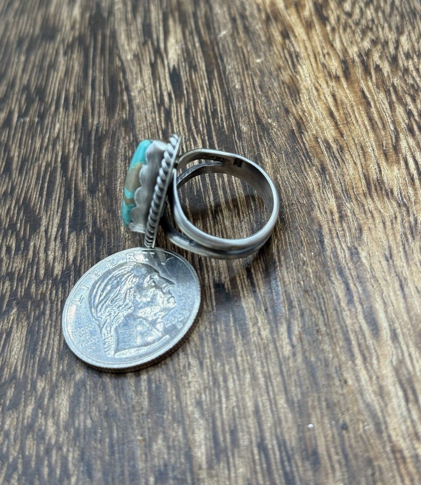 Native American Navajo Handmade Sterling Silver Royston Turquoise Ring Size 7