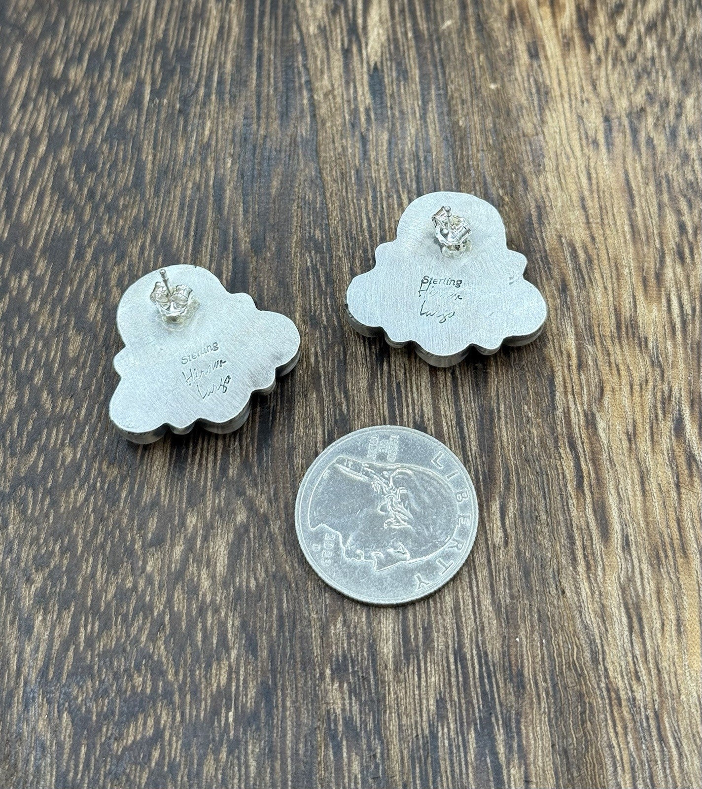 Native Navajo Handmade Sterling Silver Pink Conch Shell Cluster Earrings