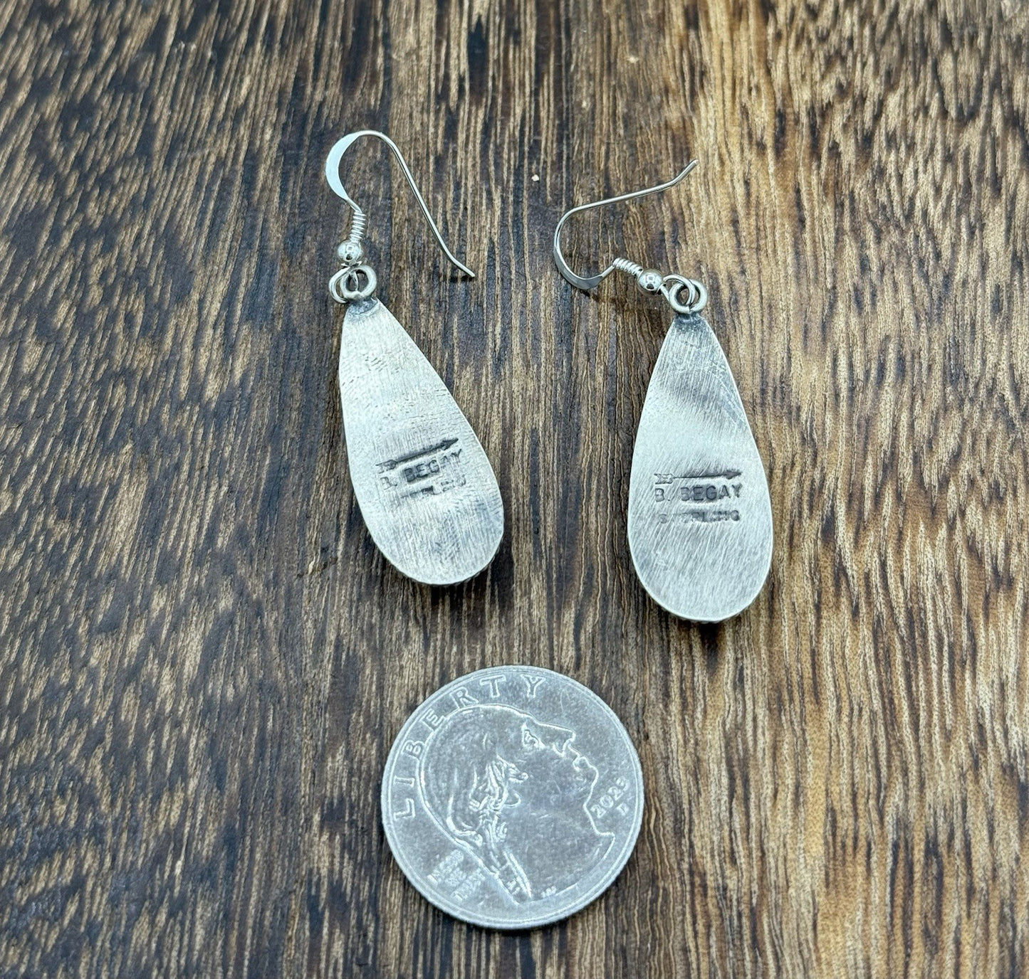 Navajo Handmade Sterling Silver Violet Rose Dahlia Dangle Drop Earrings Byron B.