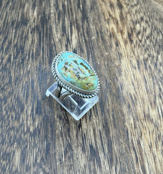 Native American Navajo Handmade Sterling Silver Royston Turquoise Ring Size 7
