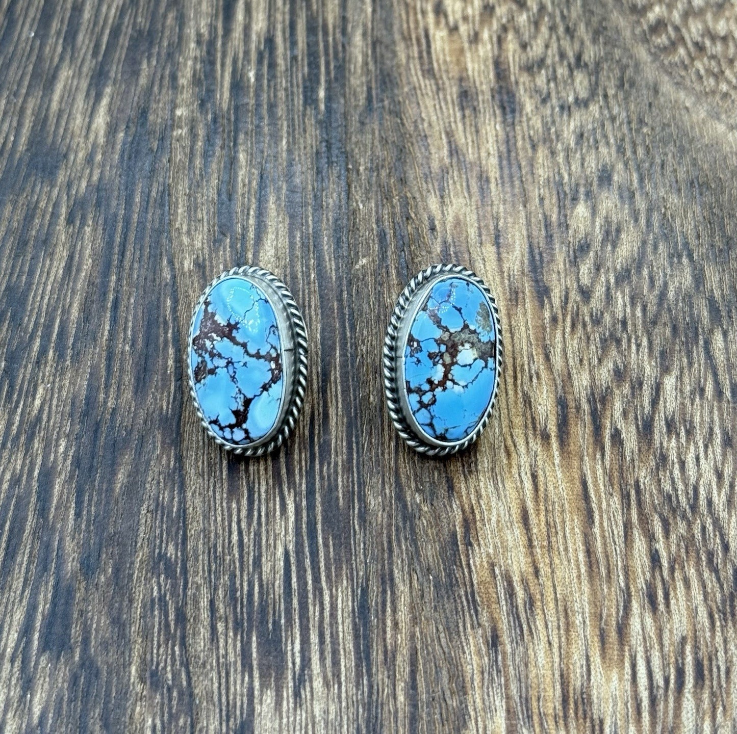 Native Navajo Handmade Sterling Silver Golden Hills Turquoise Post Stud Earrings