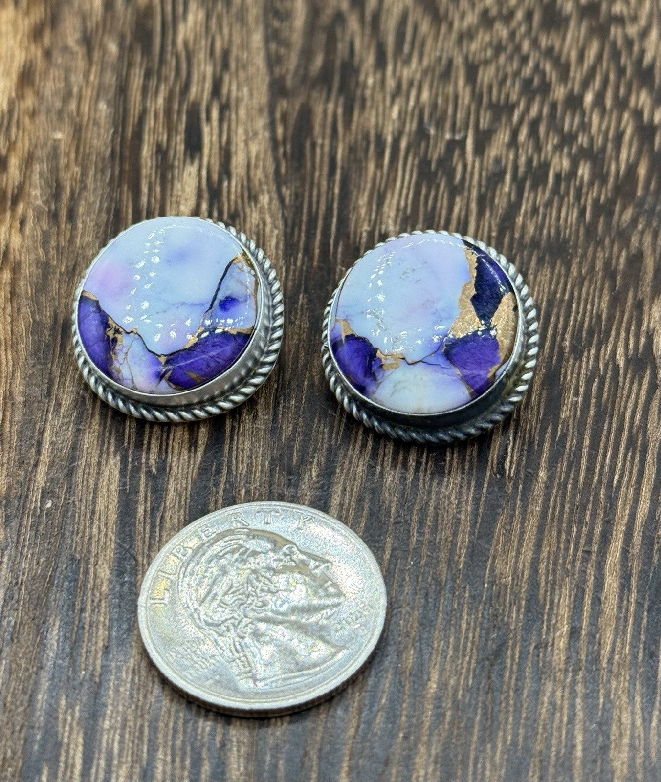 Navajo Handmade Sterling Silver Violet Rose Dahlia Post Earrings Letricia Largo