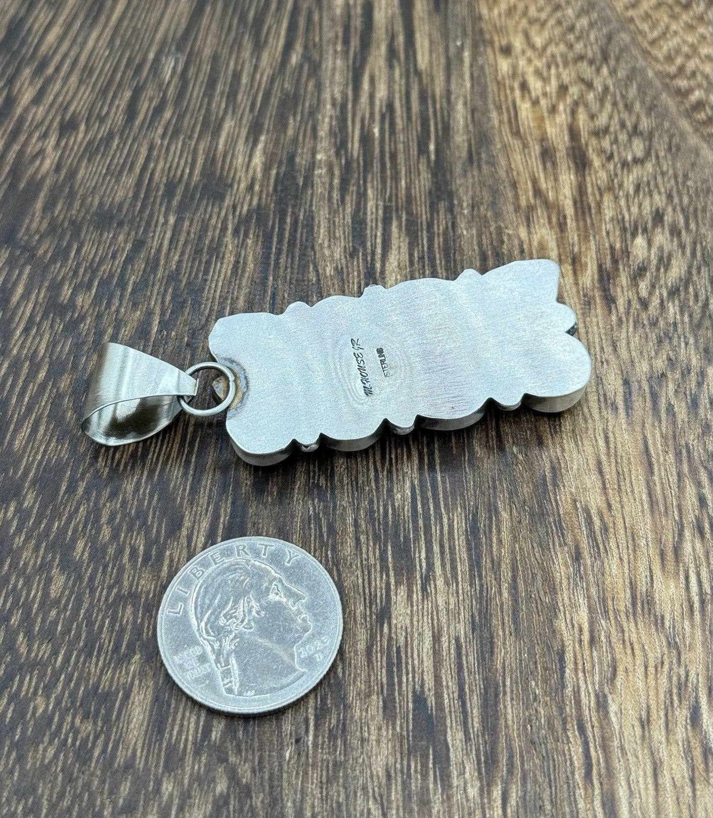 Native Navajo Handmade Sterling Silver Blue Ridge Turquoise Cluster Drop Pendant