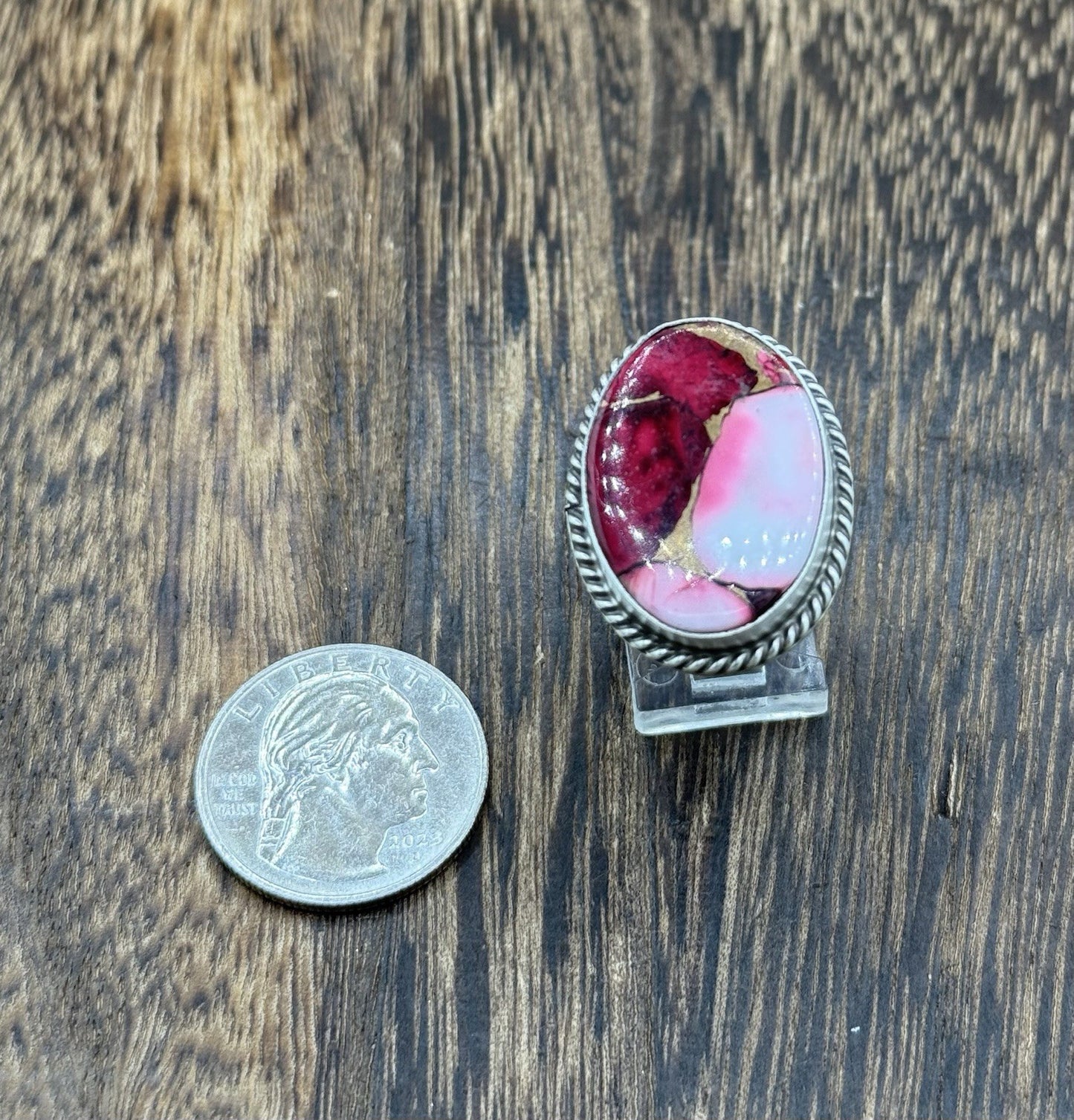 Navajo Handmade Sterling Silver Dahlia Rose Adjustable Ring Size 7 To 10