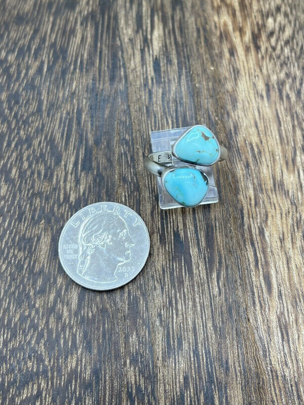 Native American Navajo Handmade Sterling Silver Turquoise Adjustable Ring 6 To 8