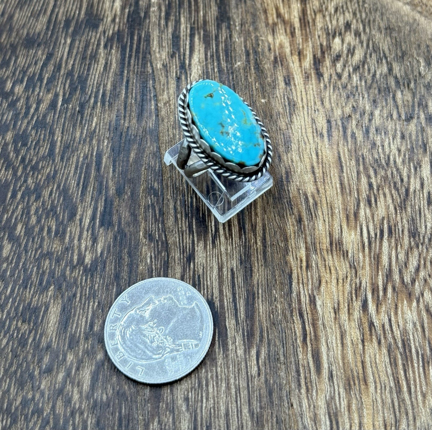 Native American Navajo Handmade Sterling Silver Royston Turquoise Ring Size 8