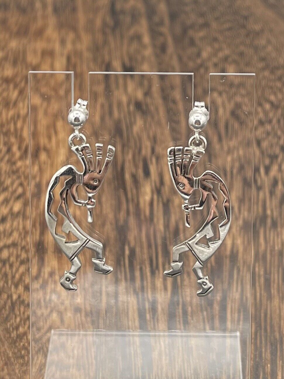 Native American Sterling Silver Navajo Handmade Kokopelli Dangle Earrings