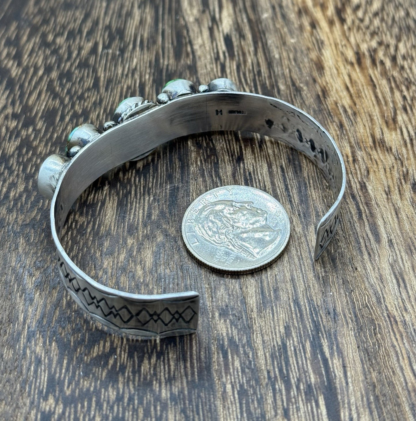 Native Navajo Handmade Sterling Silver Sonoran Gold Turquoise Cuff Bracelet