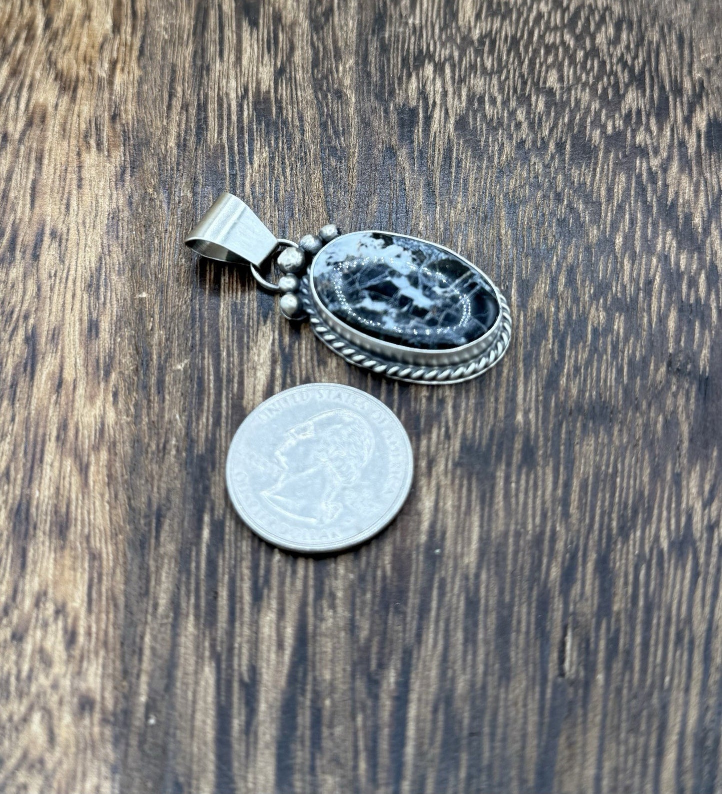 Native American Navajo Handmade Sterling Silver White Buffalo Pendant Old Look