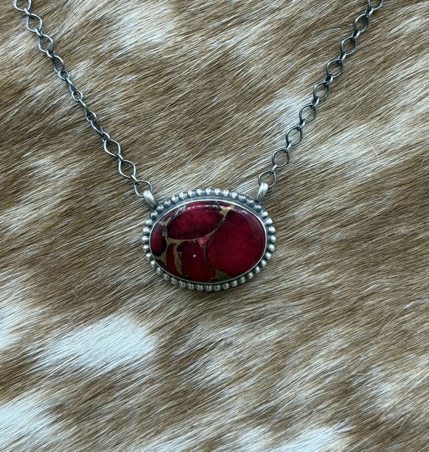 Native American Navajo Handmade Sterling Silver Dahlia Rose Bar Necklace 18”