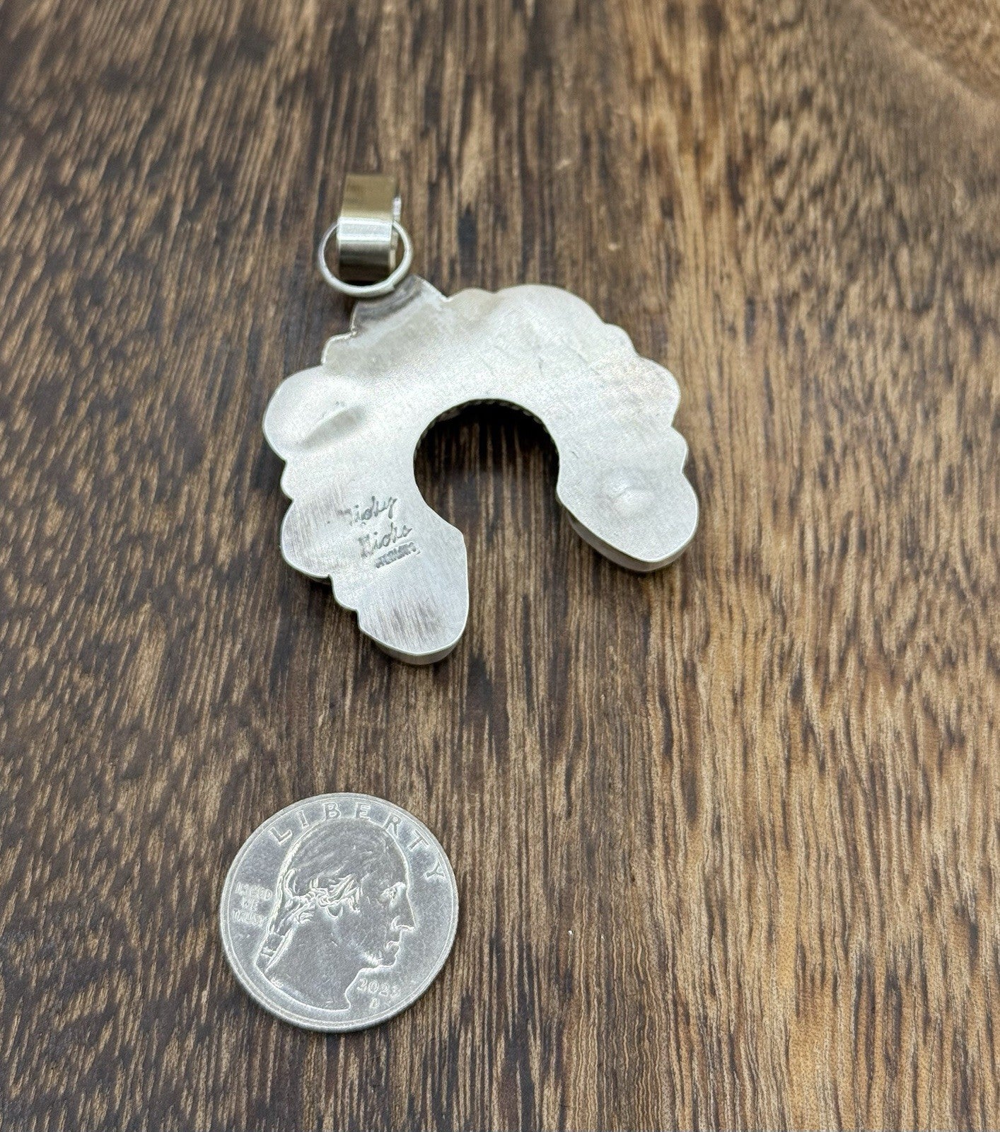 Native Navajo Handmade Sterling Silver Blue Ridge Turquoise Cluster Naja Pendant