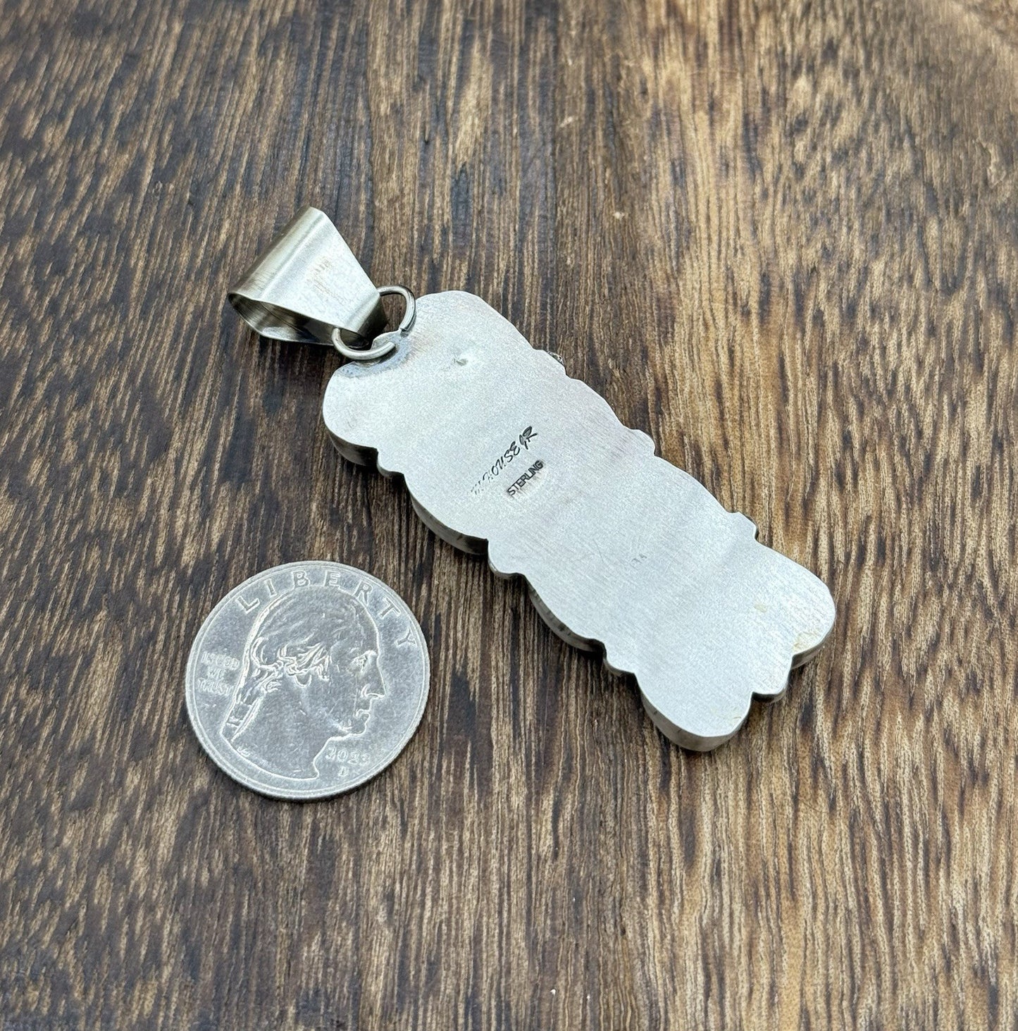 Native Navajo Handmade Sterling Silver Blue Ridge Turquoise Cluster Drop Pendant