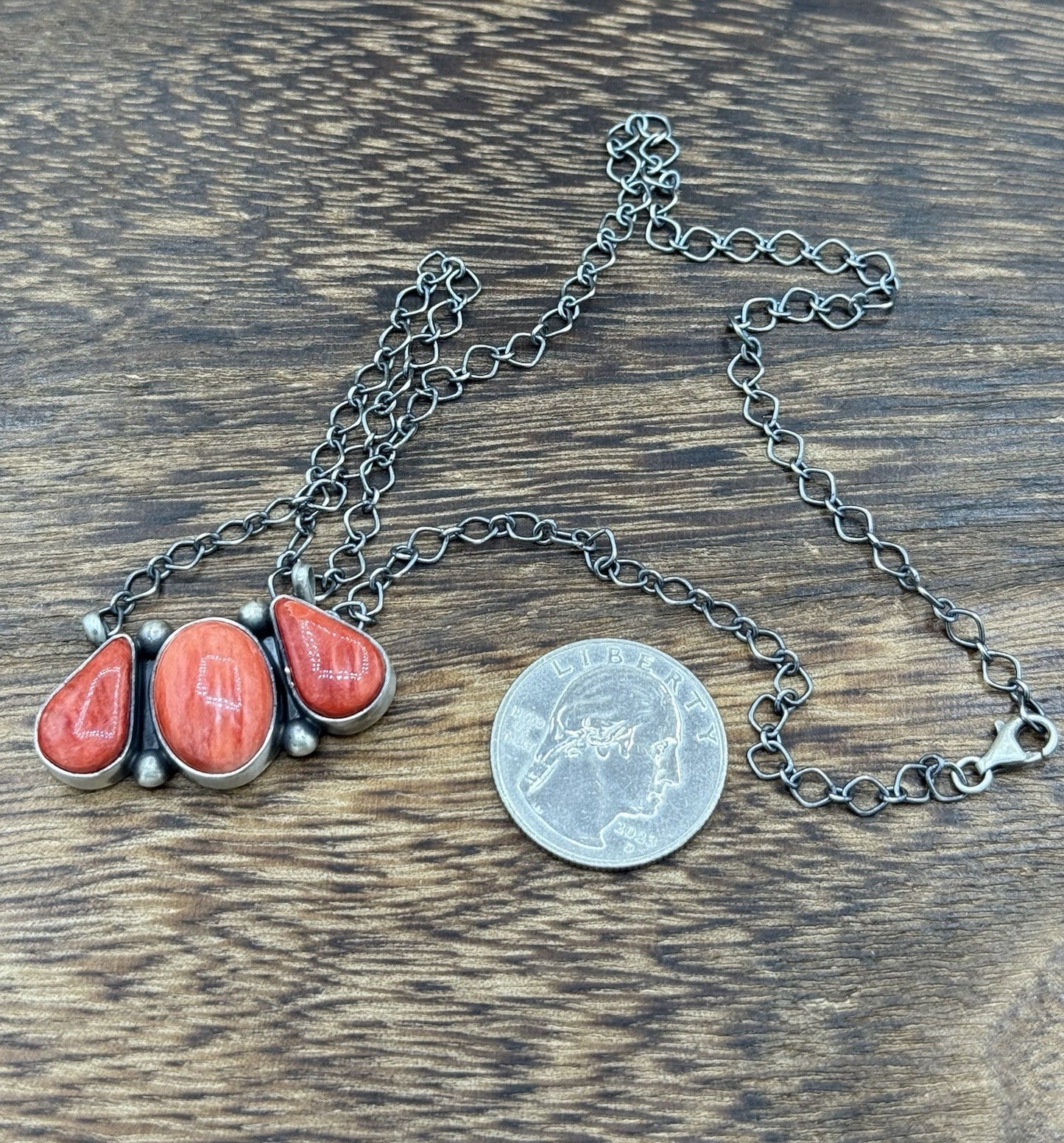 Navajo Handmade Sterling Silver Kingman Turquoise Cluster Bar Necklace 18”