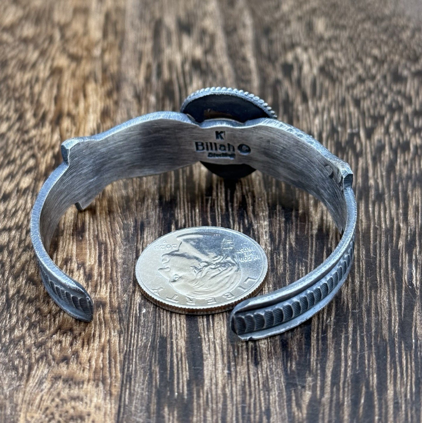 Navajo Handmade Sterling Silver Royston Turquoise Old look Cast Bracelet