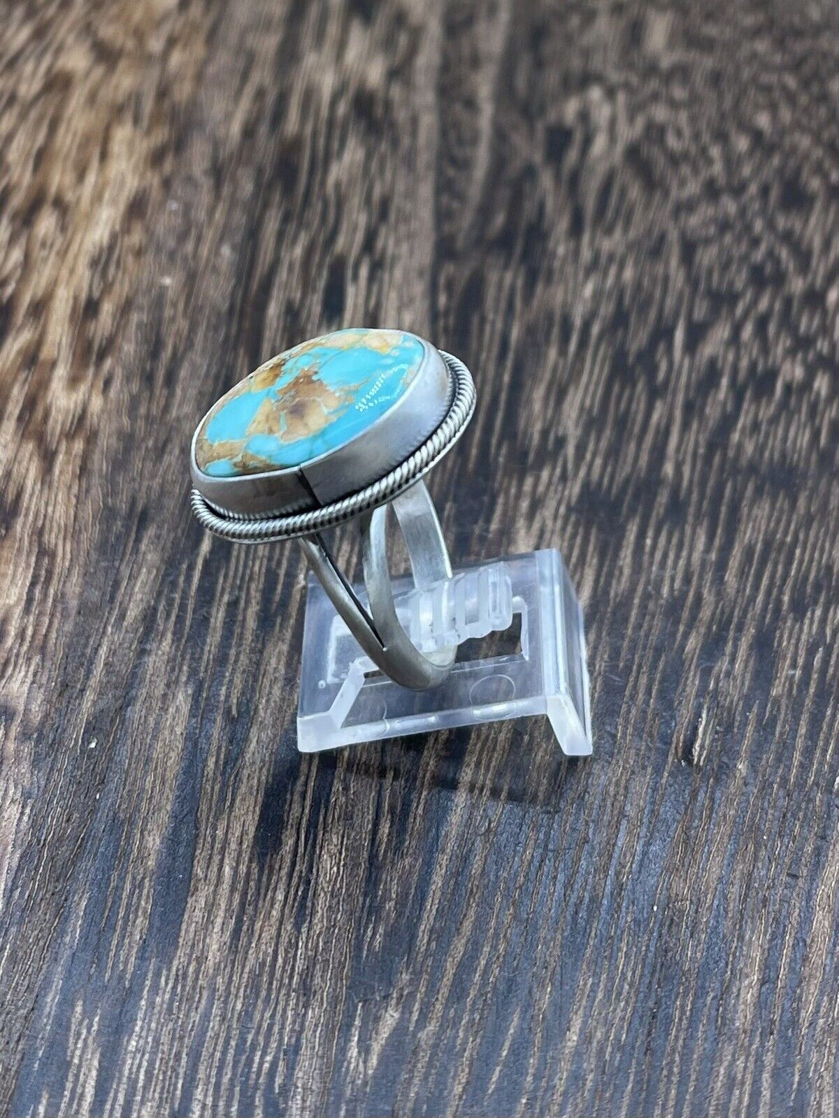 Native American Navajo Handmade Silver Royston Turquoise Old Look Ring Size 10