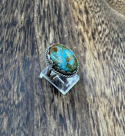 Native American Navajo Handmade Sterling Silver Royston Turquoise Ring Size 7