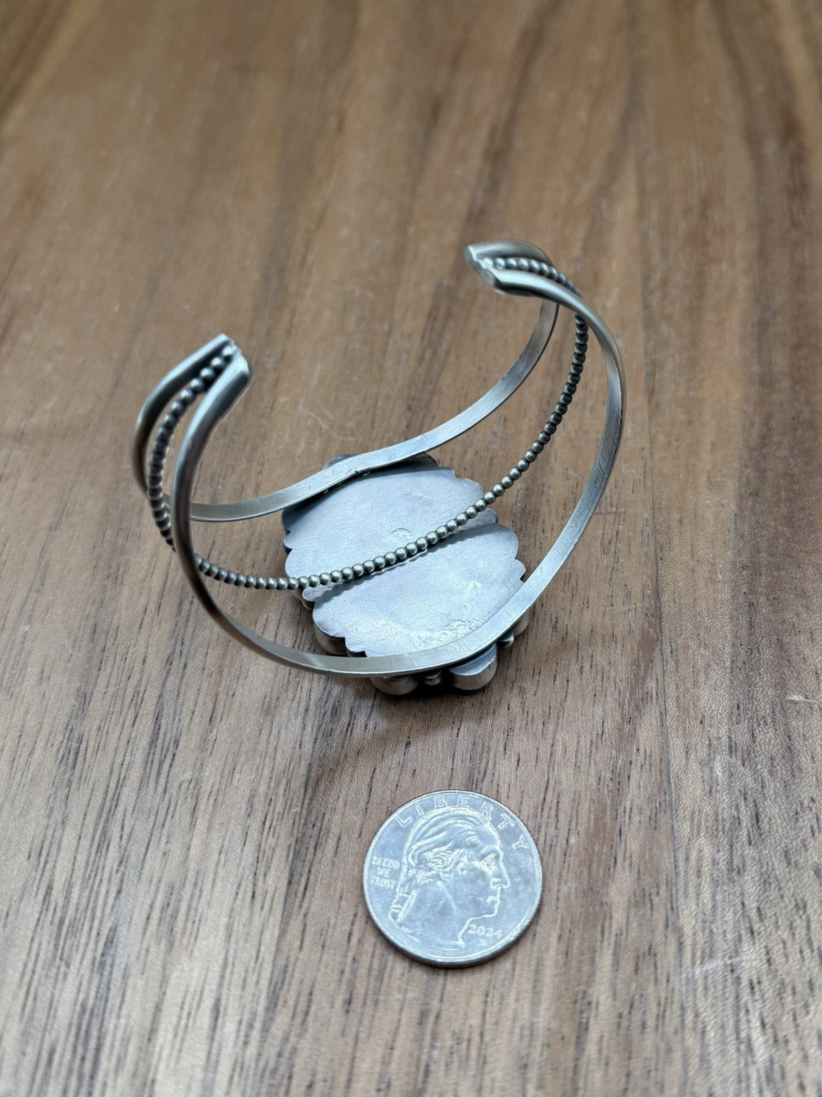 Navajo Handmade Sterling Silver Pink Conch Cluster Cuff Bracelet Large