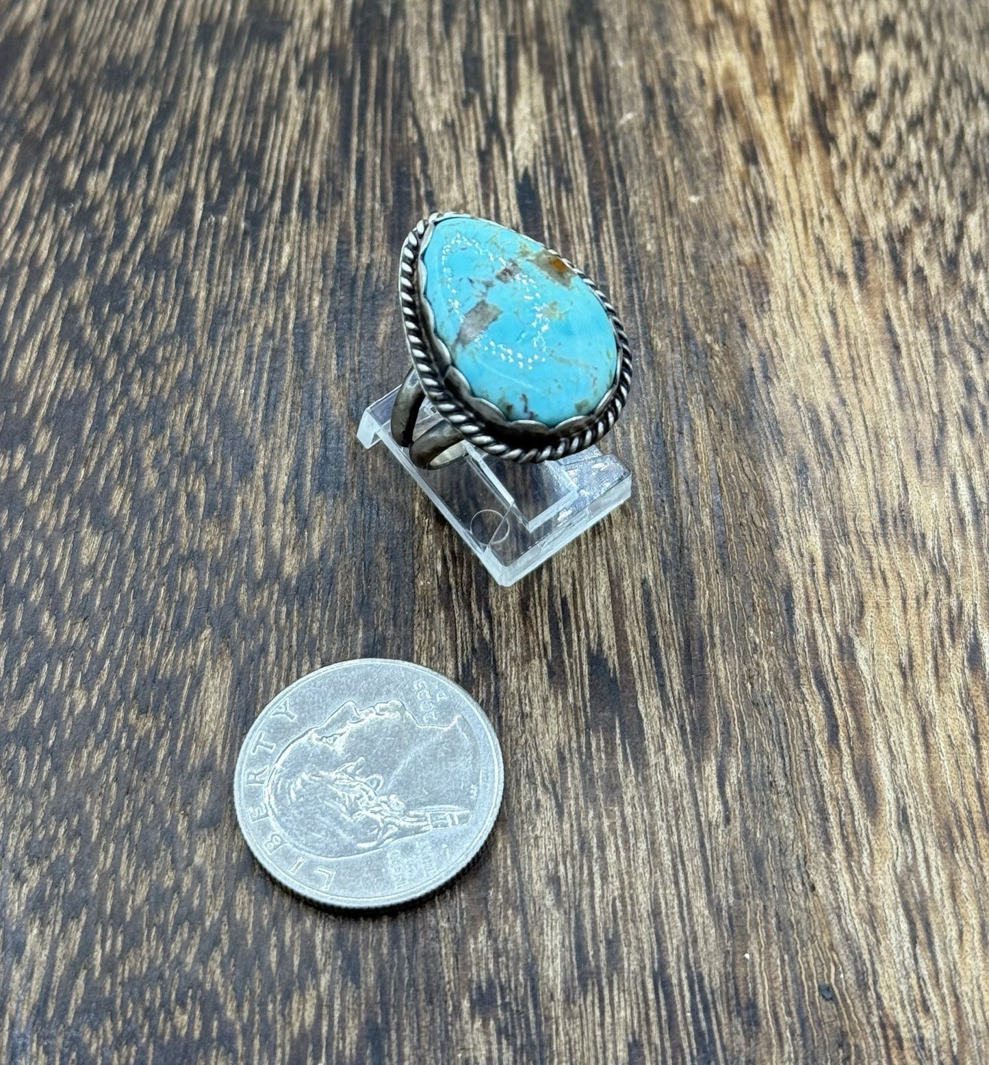 Native American Navajo Handmade Sterling Silver Royston Turquoise Ring Size 8
