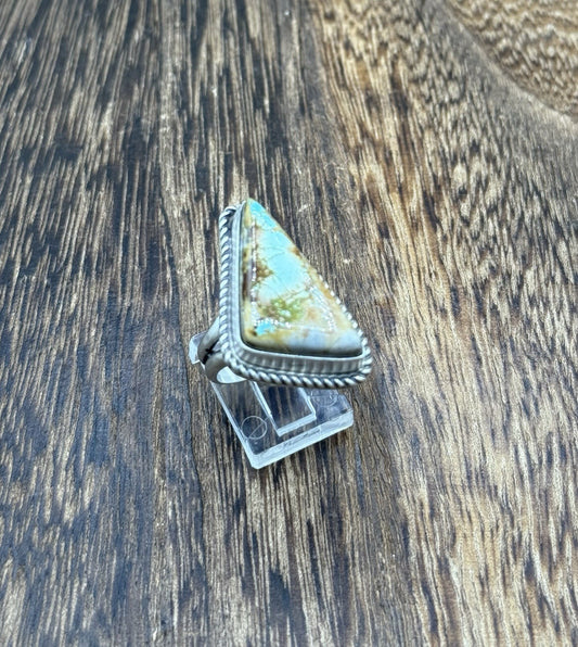 Native American Navajo Handmade Sterling Silver Royston Turquoise Ring Size 8