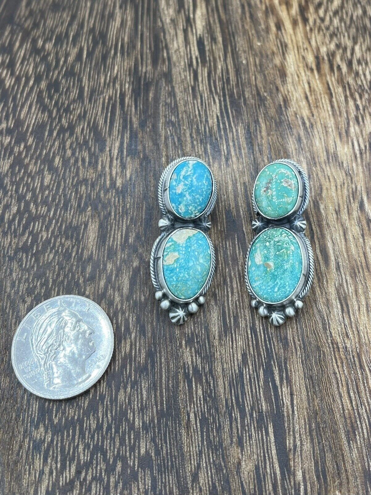 Native American Navajo Handmade Silver Sonoran Bella Turquoise Post Earrings