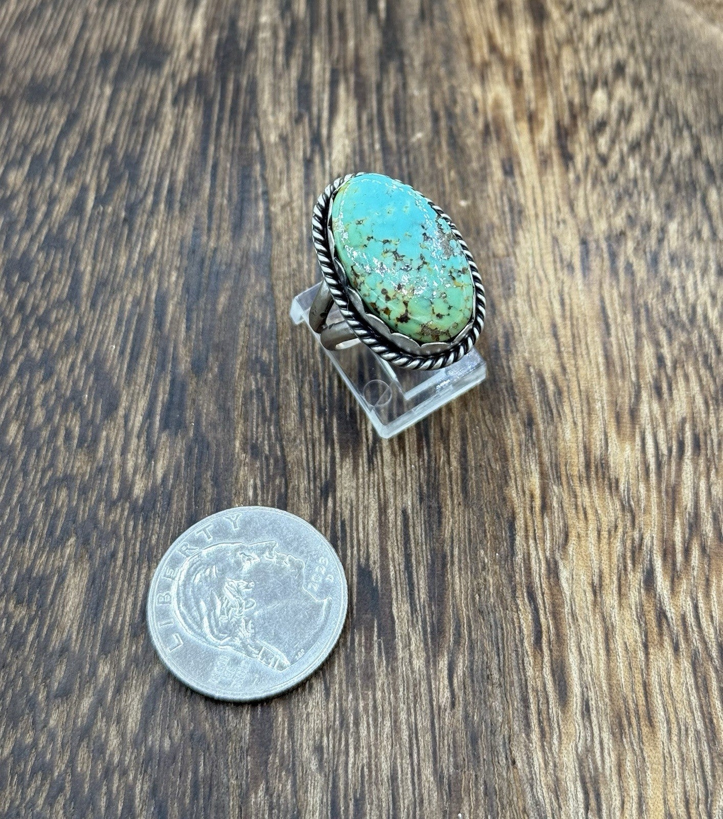 Native American Navajo Handmade Sterling Silver Royston Turquoise Ring Size 8