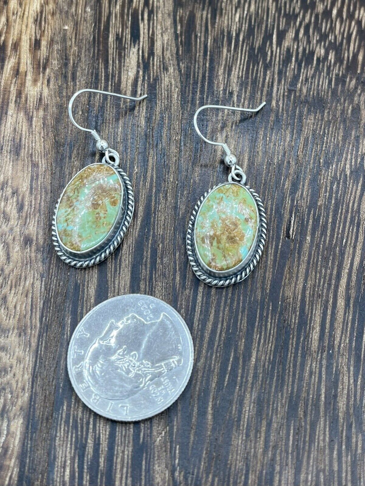 Navajo Handmade Sterling Silver Sonoran Turquoise Dangle Earrings By Byron Begay