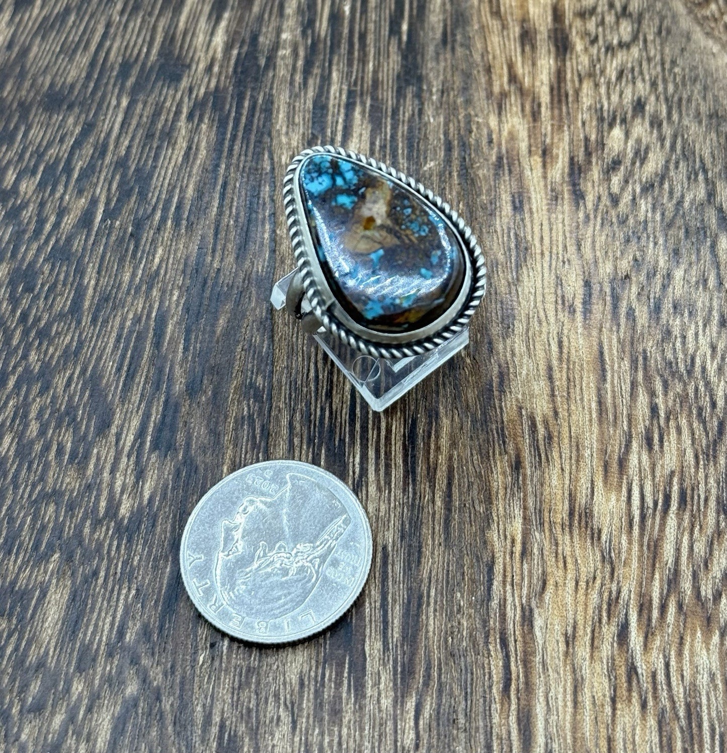 Native American Navajo Handmade Sterling Silver Royston Turquoise Ring Size 9