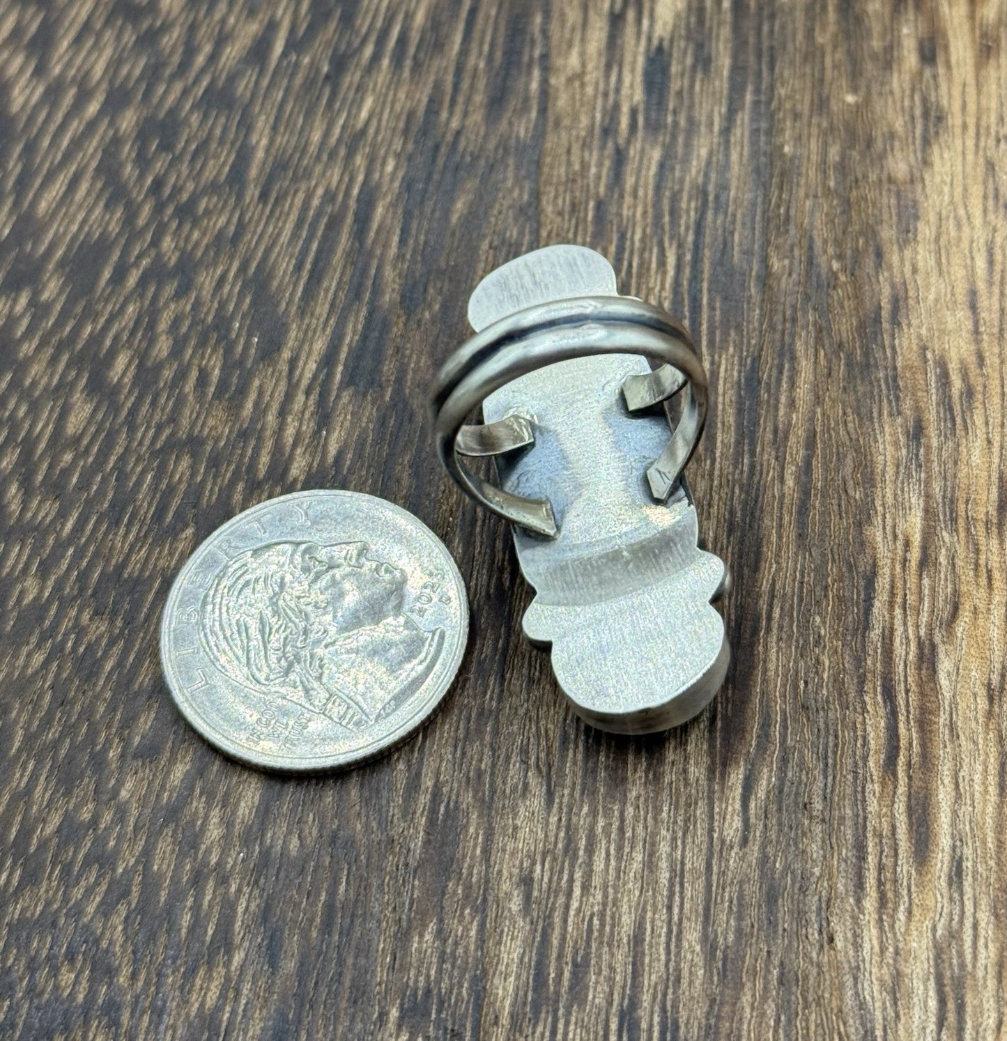 Native Navajo Handmade Sterling Silver Mixed Turquoise Stone Cluster Ring Size 8