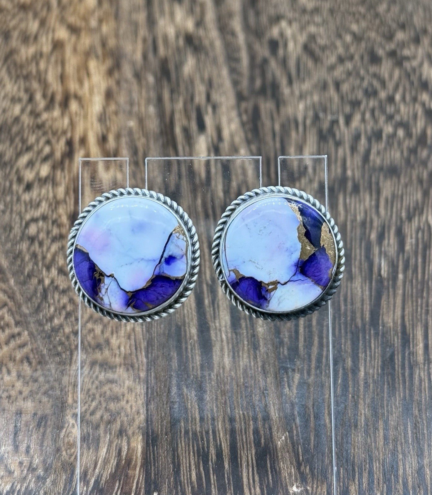 Navajo Handmade Sterling Silver Violet Rose Dahlia Post Earrings Letricia Largo