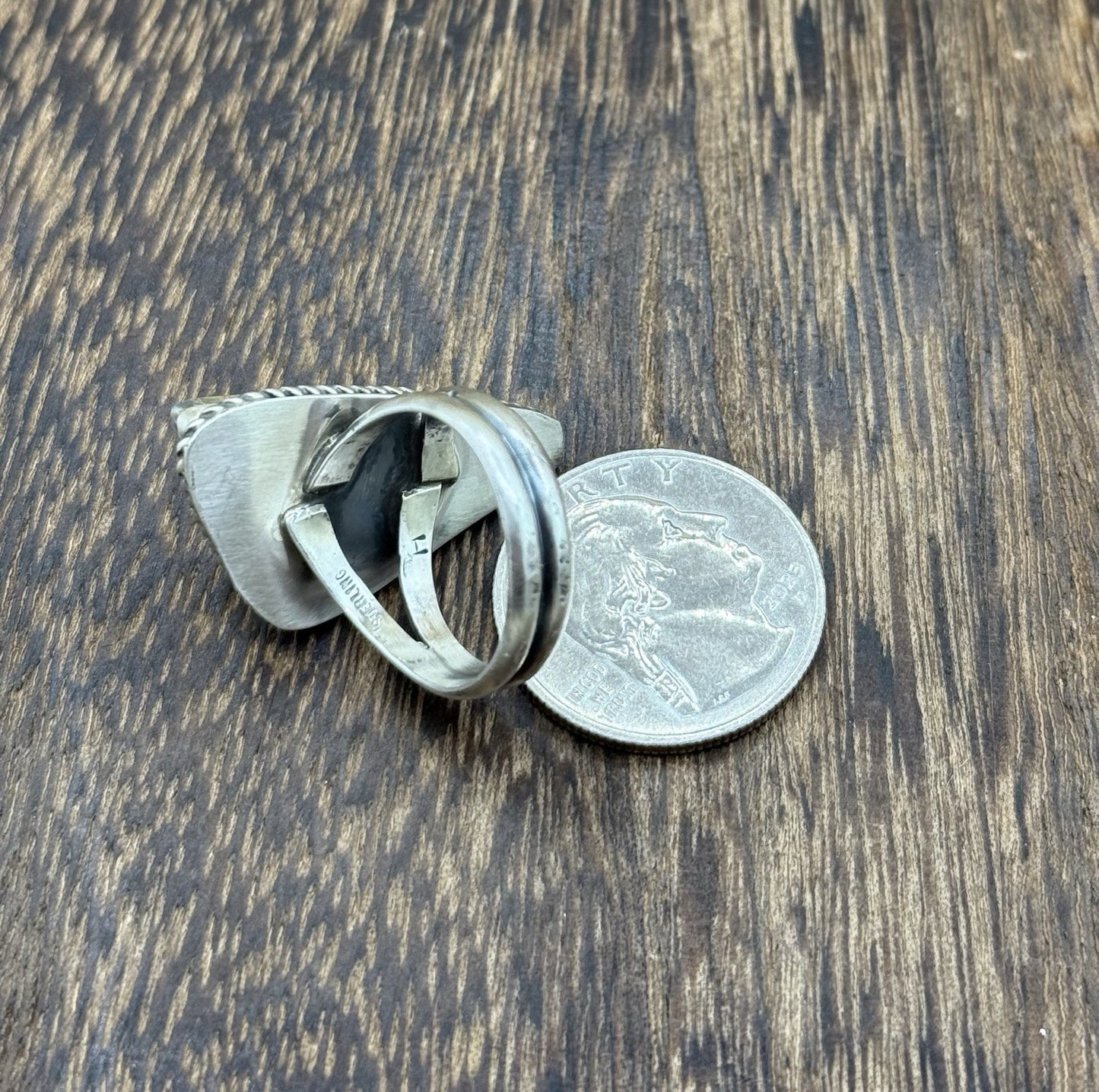 Native American Navajo Handmade Sterling Silver Royston Turquoise Ring Size 8