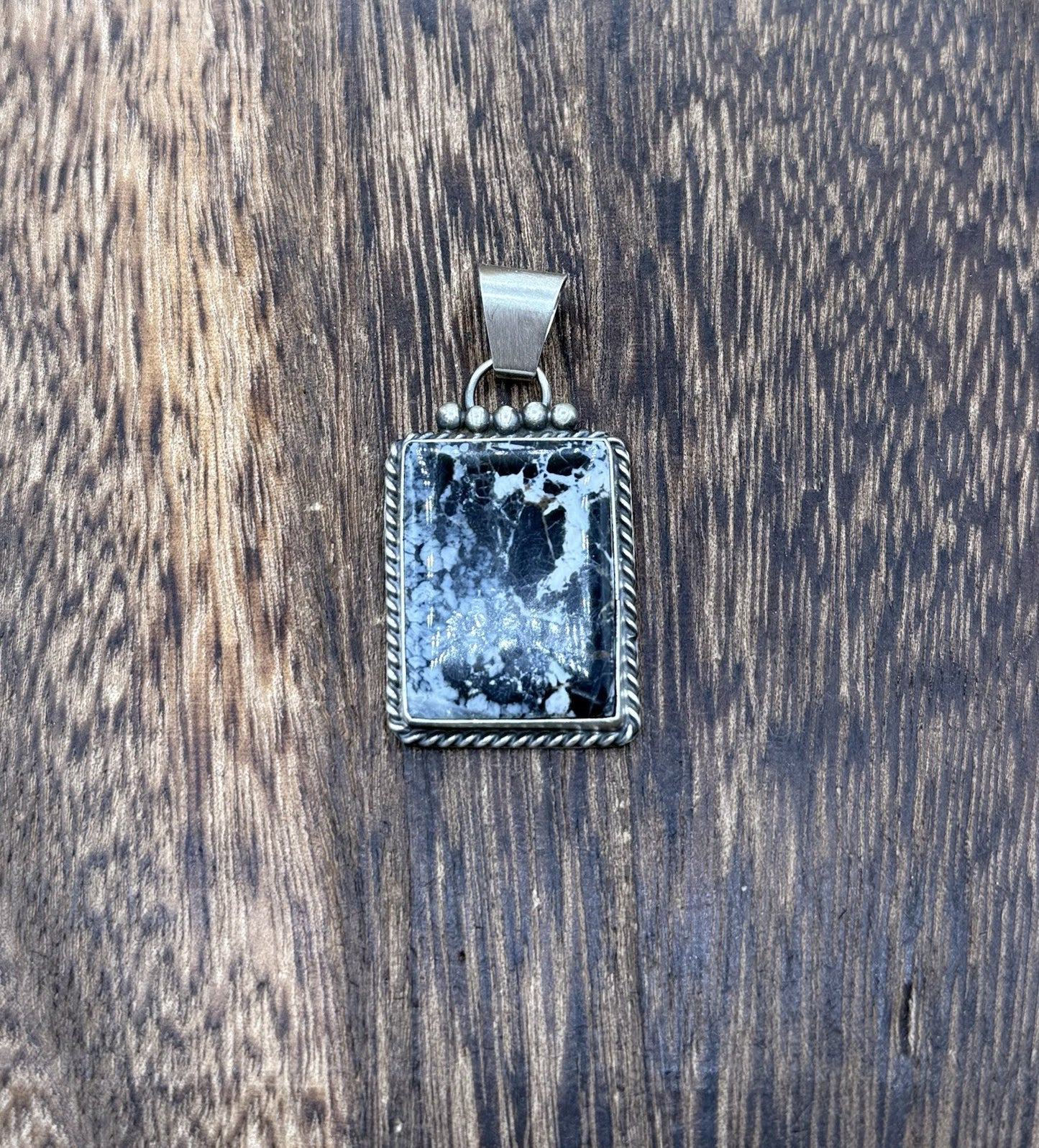 Native American Navajo Handmade Sterling Silver White Buffalo Pendant Old Look