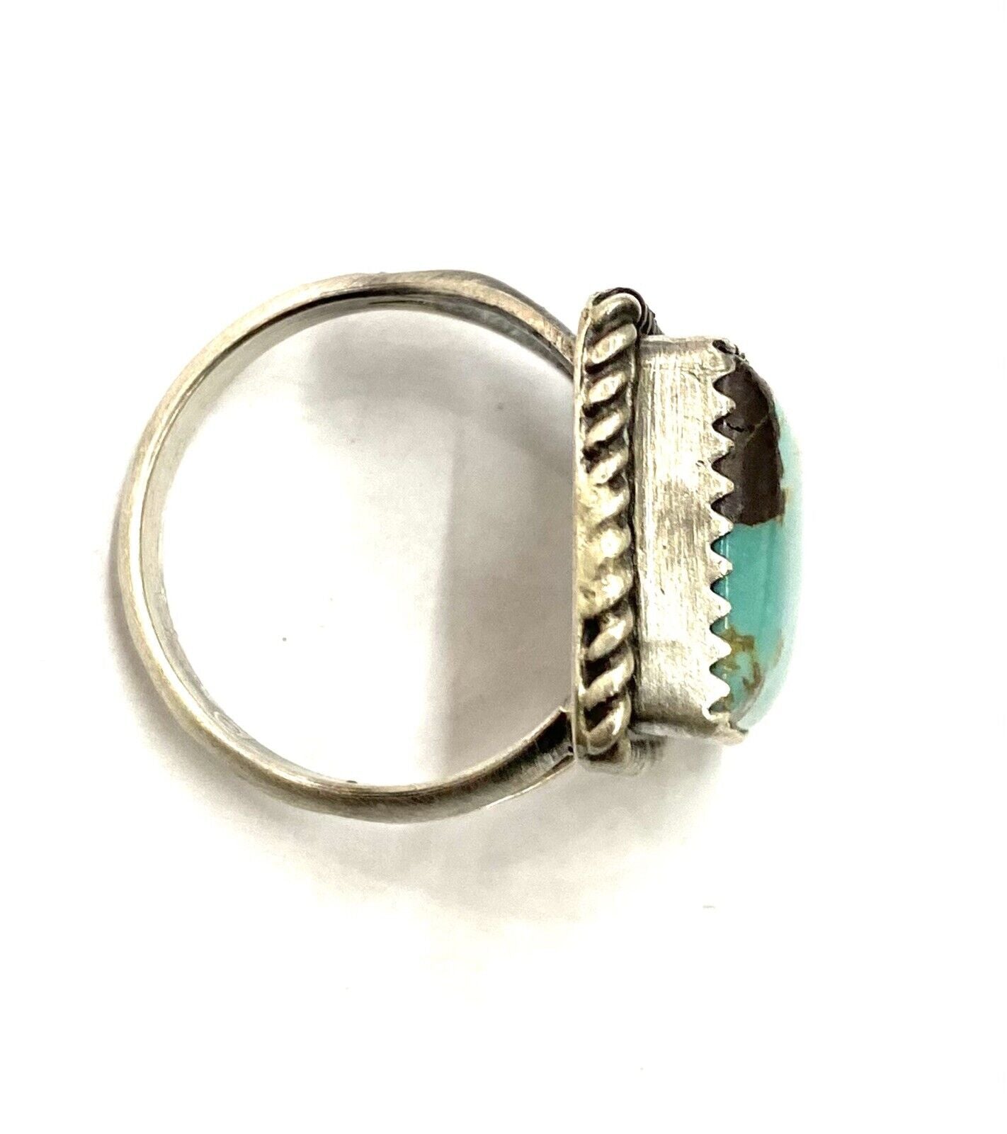 Native American Sterling Silver Navajo Handmade Natural Turquoise Ring Size 5