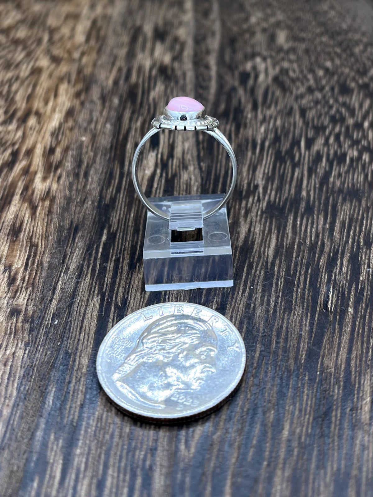 Navajo Handmade Sterling Silver Pink Conch Shell Band Rings By Peggy Skeets