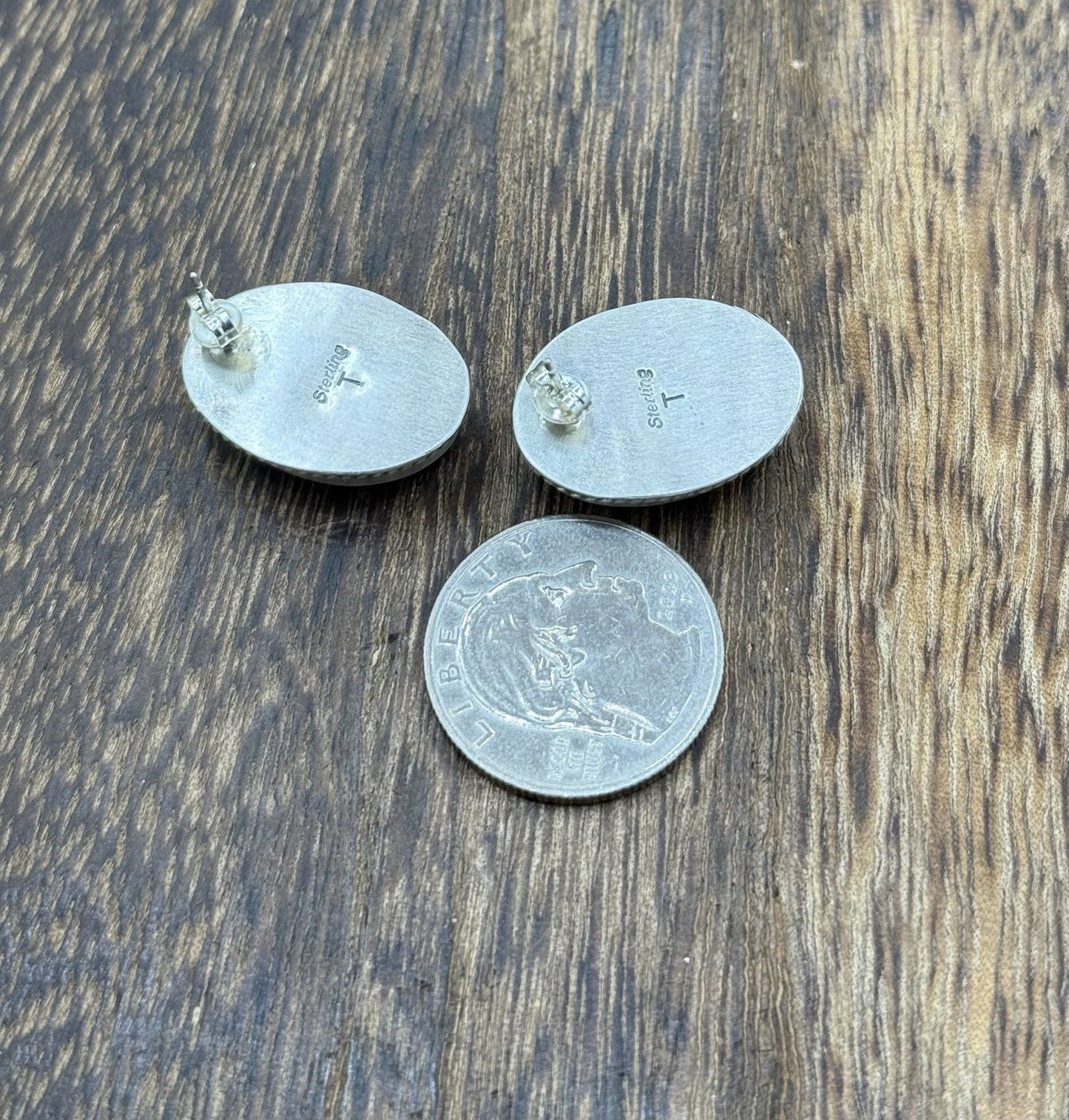 Native Navajo Handmade Sterling Silver Blue Bird Turquoise Post Stud Earrings