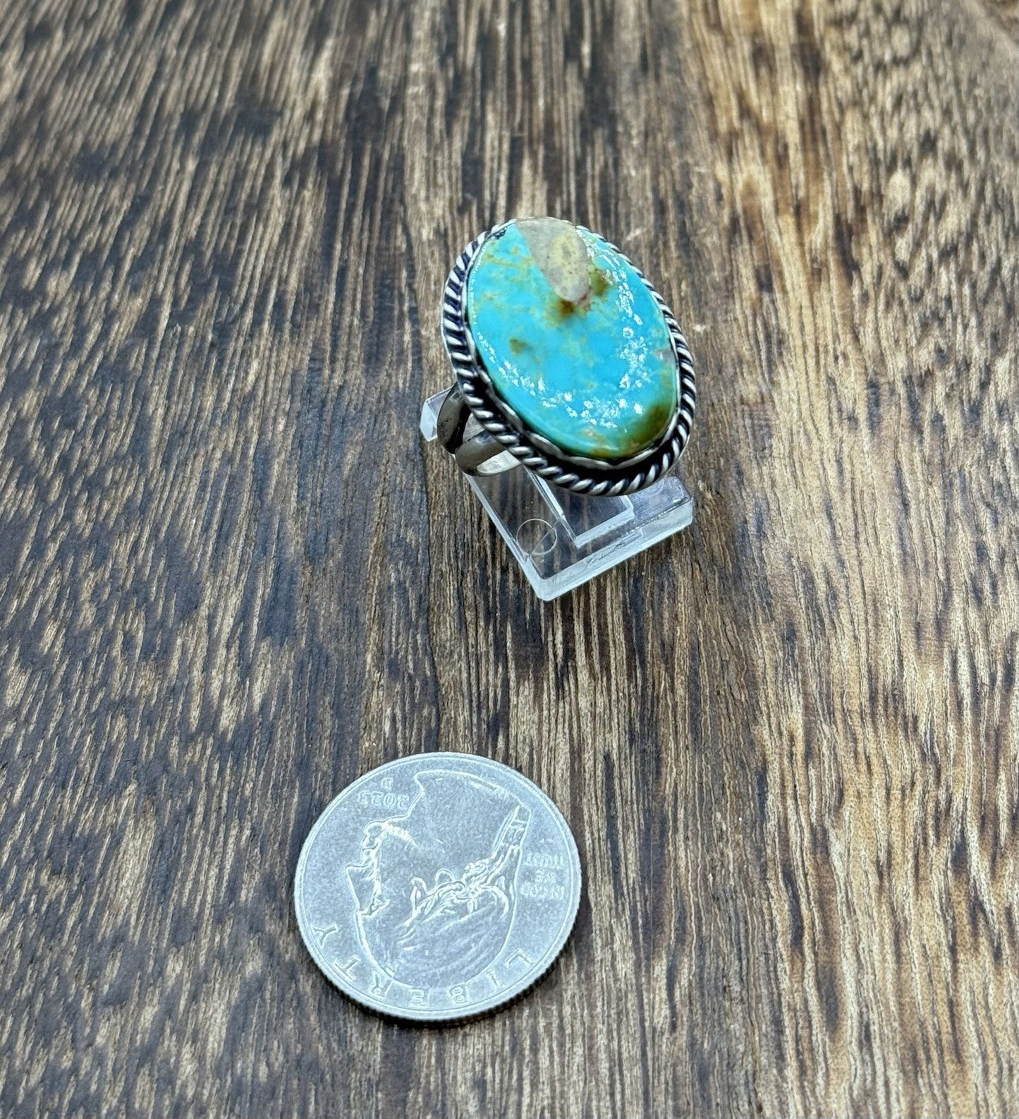 Native American Navajo Handmade Sterling Silver Royston Turquoise Ring Size 9