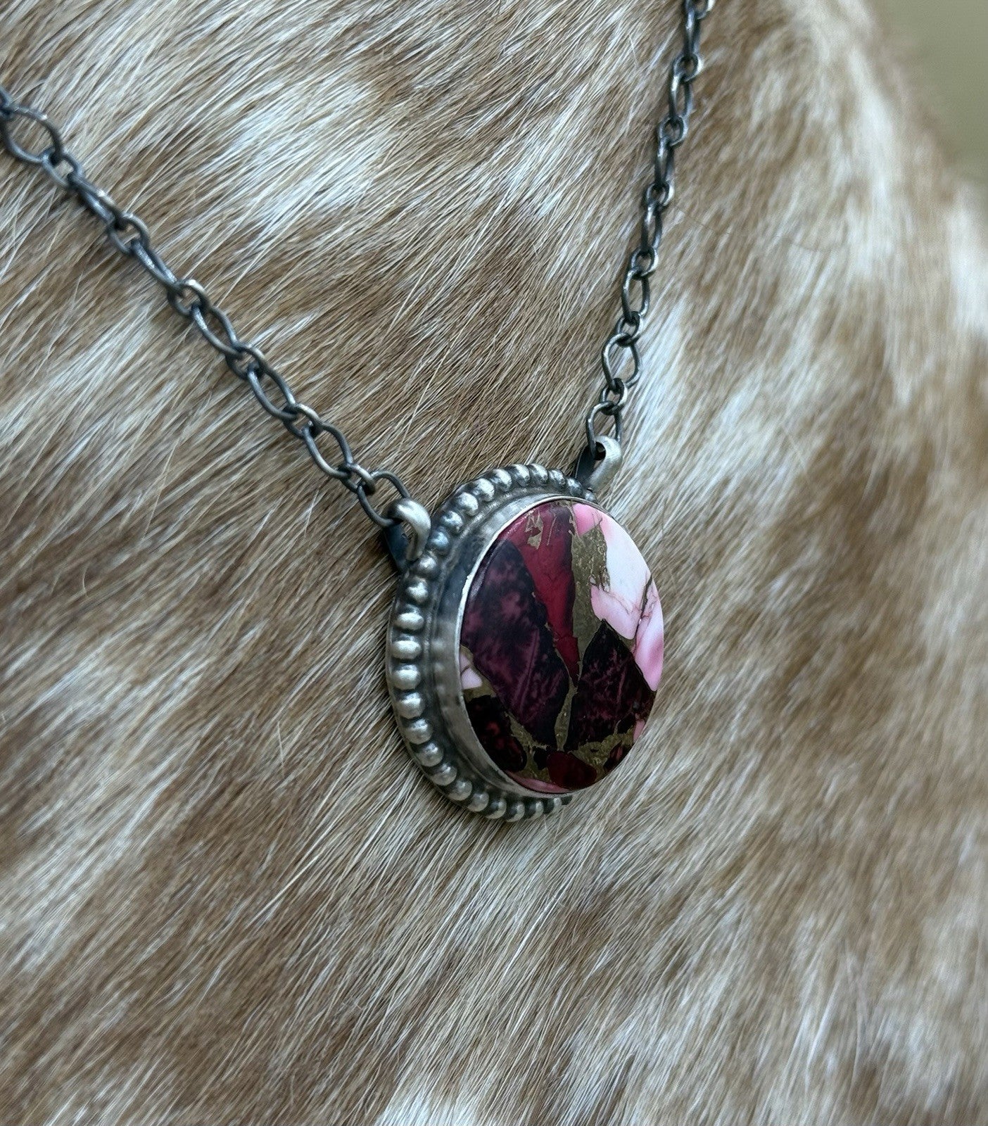 Native American Navajo Handmade Sterling Silver Dahlia Rose Bar Necklace 18”