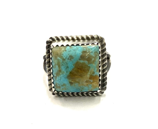 Native American Sterling Silver Navajo Handmade Natural Turquoise Ring Size 6.5