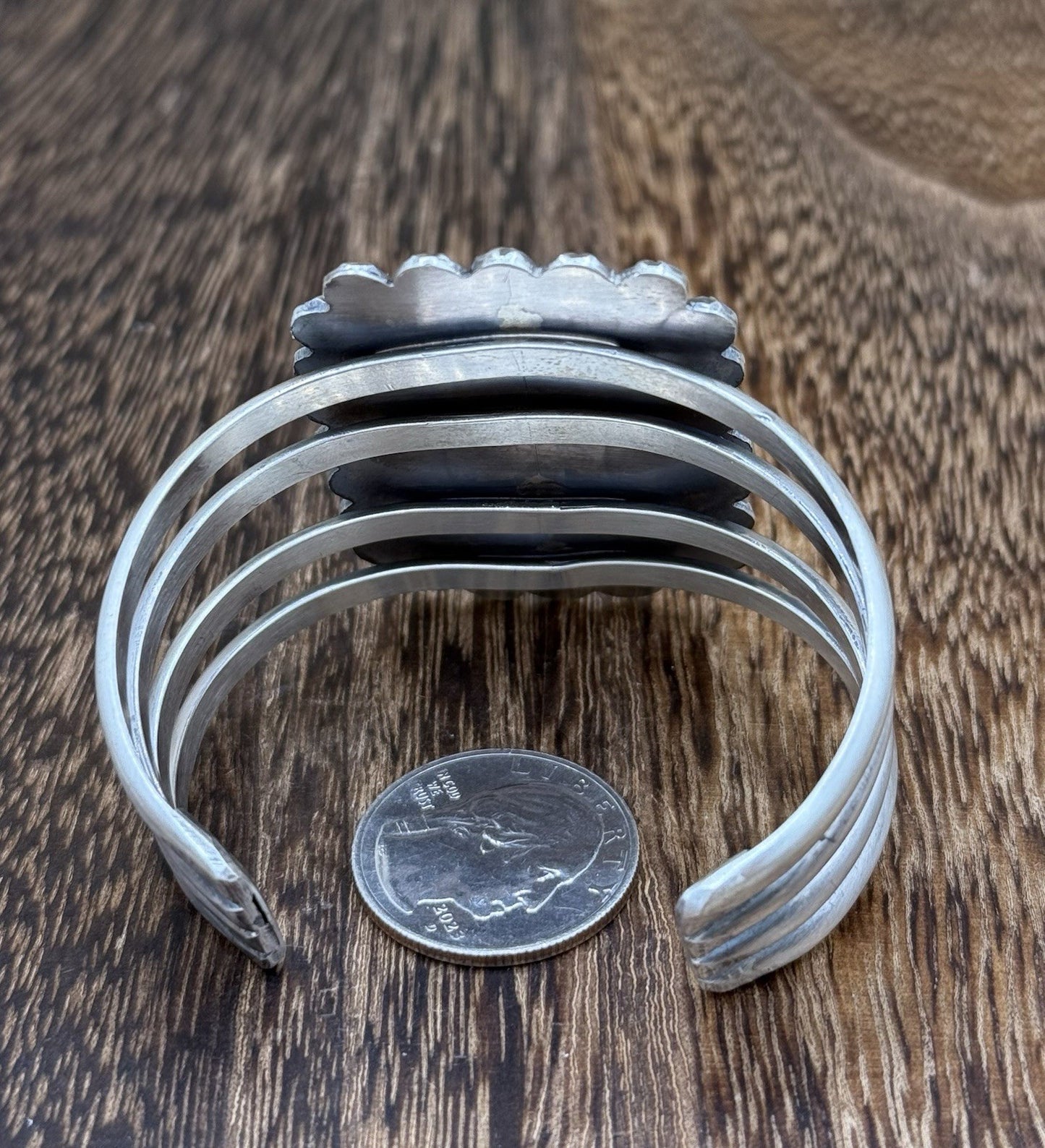 Native Navajo Handmade Sterling Silver Royston Turquoise Old Look Cuff Bracelet