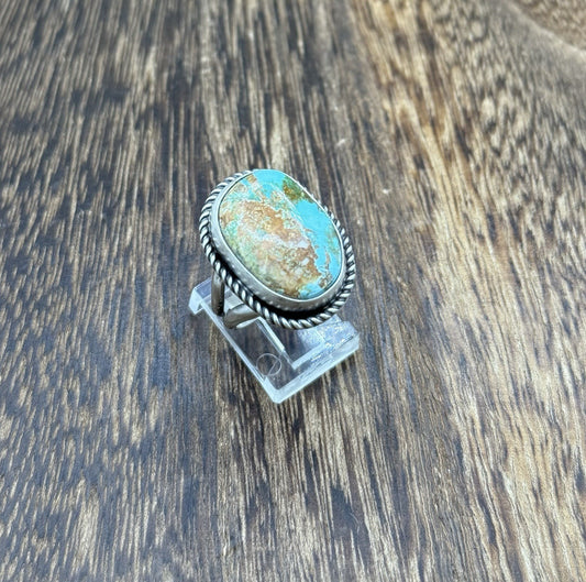 Native American Navajo Handmade Sterling Silver Royston Turquoise Ring Size 7