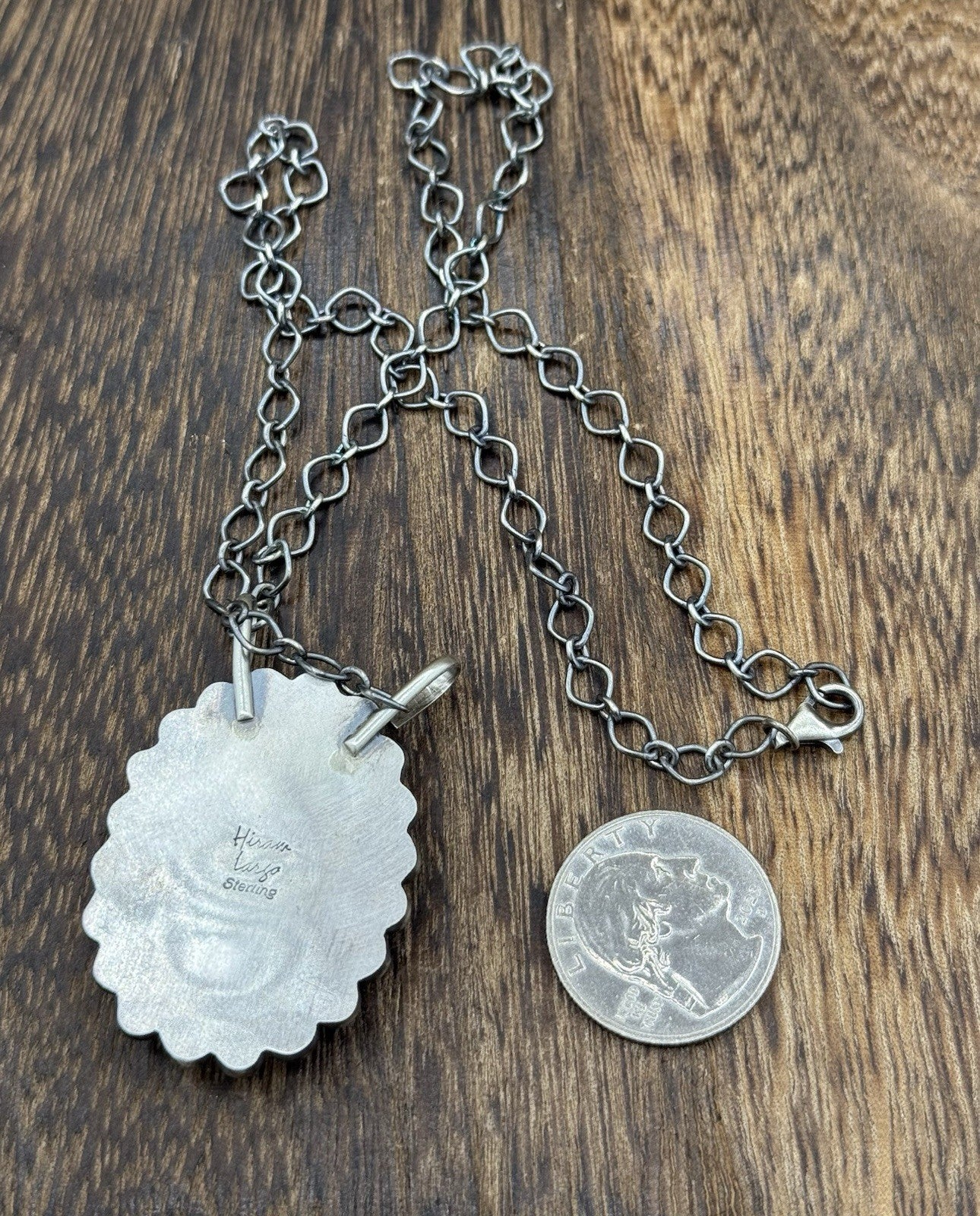 Native Navajo Handmade Sterling Silver Sonoran Gold Turquoise Necklace 18” Large