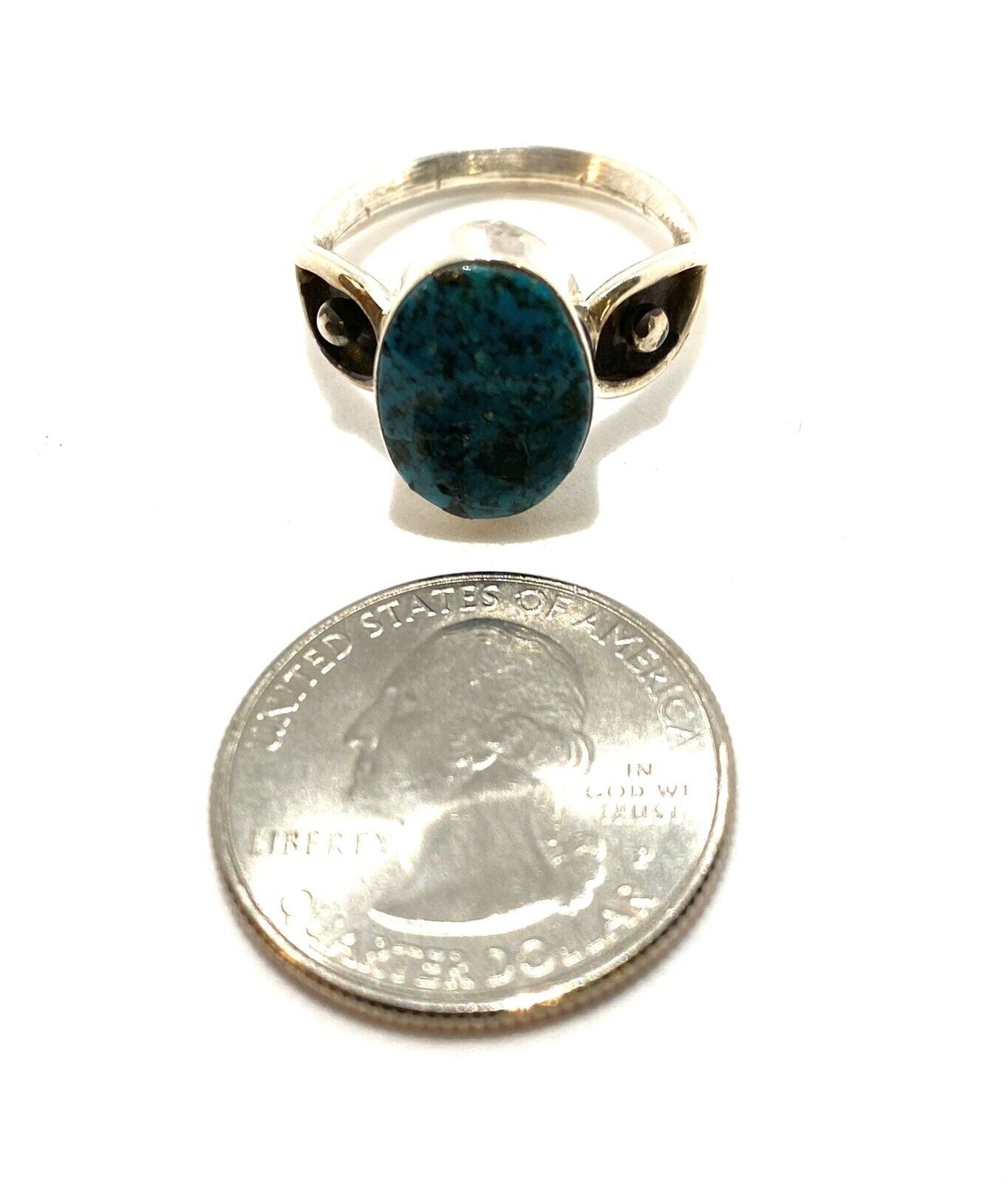 Native American Sterling Navajo Handmade Natural Turquoise Ring Size 8.5