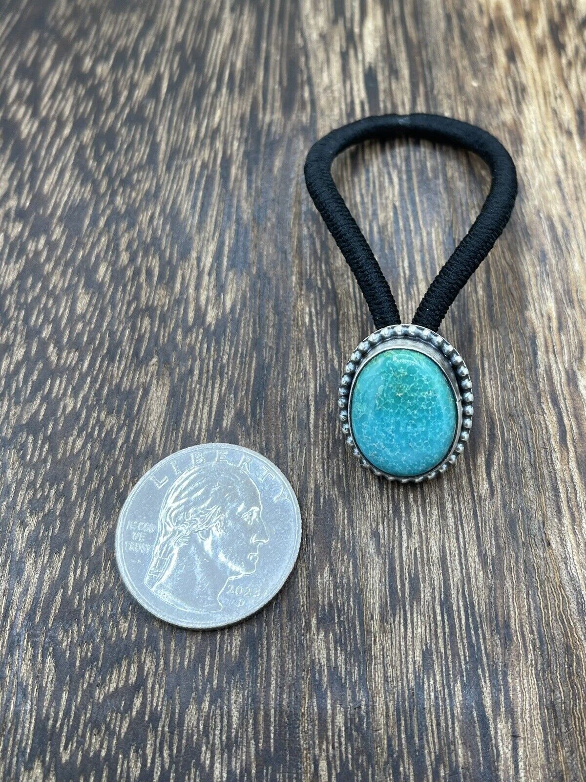 Native American Navajo Handmade Sterling Silver Turquoise Hair Tie Scott Skeets