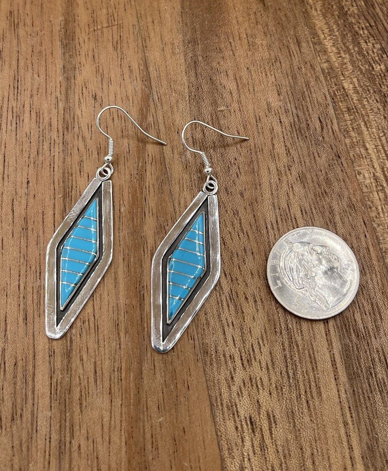 Native American Zuni handmade Sterling Silver Turquoise Inlay  Necklace Set 18”