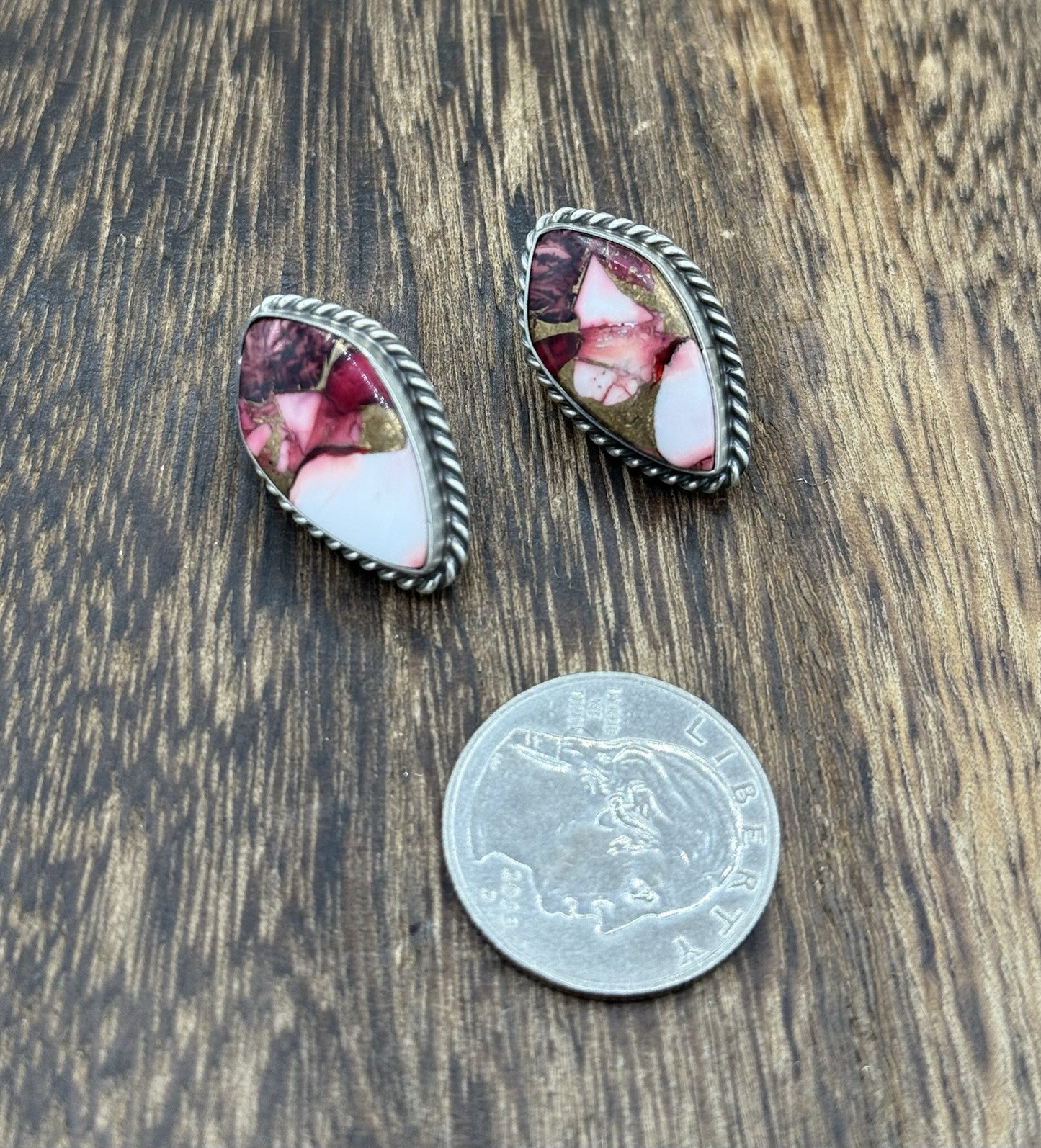 Native Navajo Handmade Sterling Silver Dahlia Rose Stud Earrings