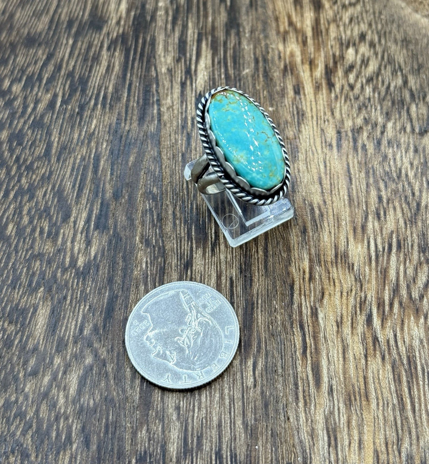 Native American Navajo Handmade Sterling Silver Royston Turquoise Ring Size 9