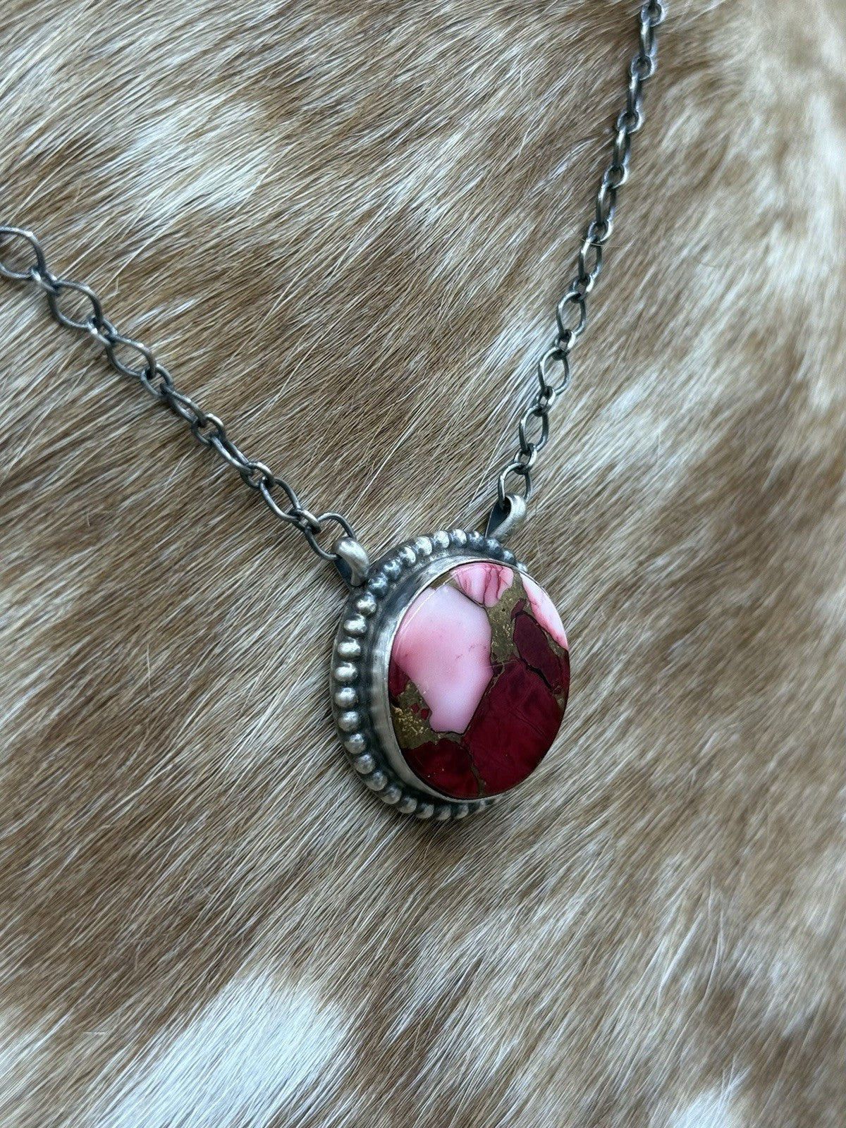 Native American Navajo Handmade Sterling Silver Dahlia Rose Bar Necklace 18”